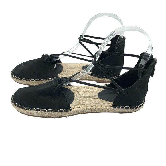 Eileen Fisher Womens Black Lace Leather Suede Espadrille Sandals Size 6 - Picture 4 of 6